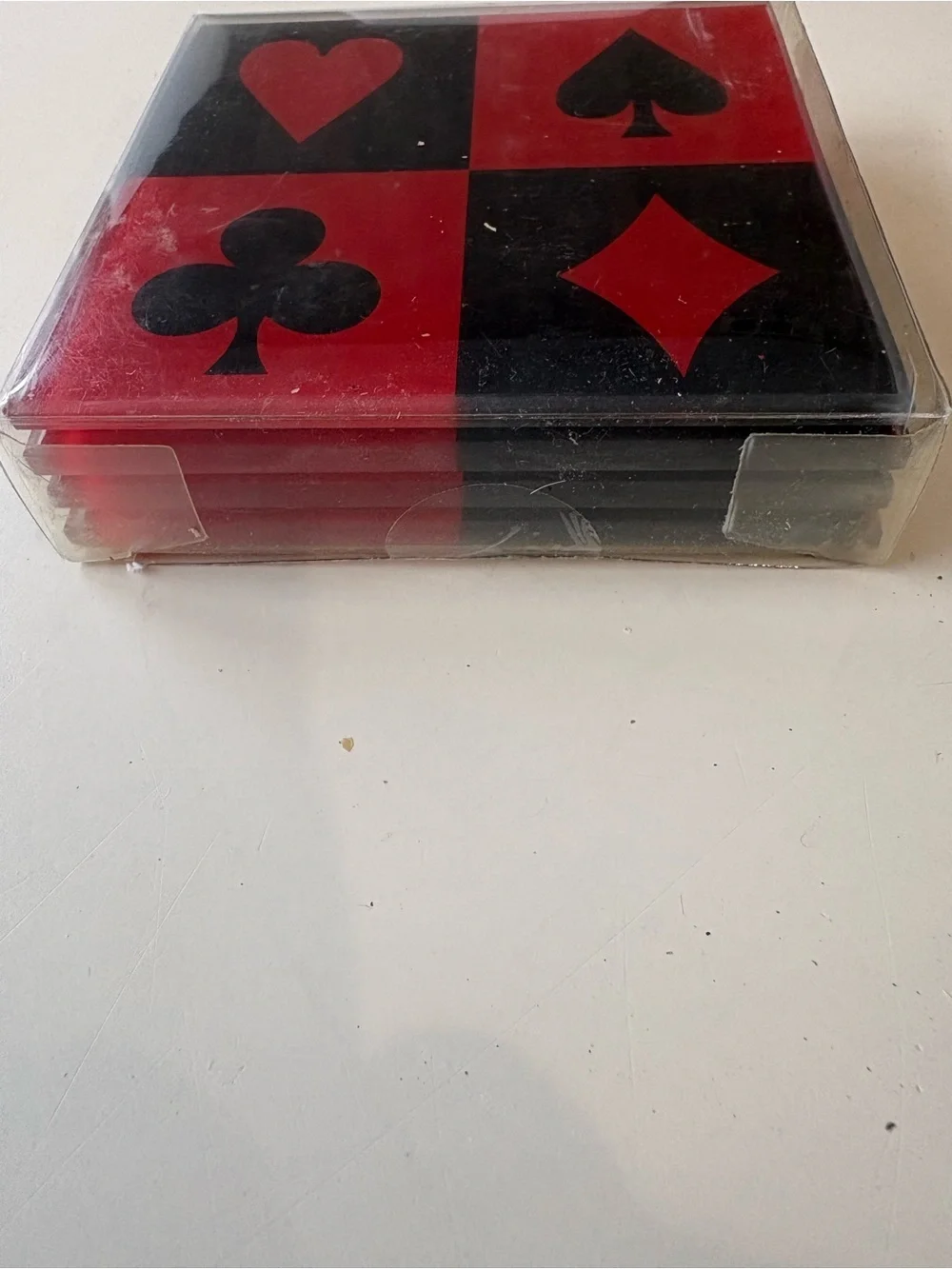 Classic Red and Black Card Suit Coasters - New